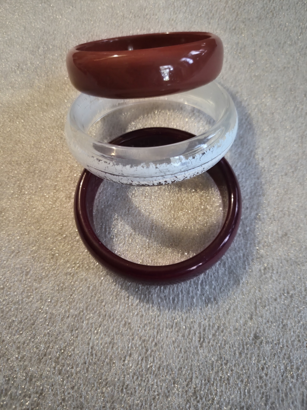 VTG Clear and Burgundy Decorative Bangles Set of 3